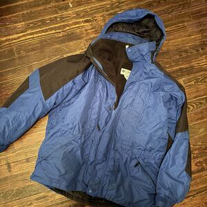 Vtg Columbia Ski Jacket Mens XL Blue Double Whammy 3 in 1 Removable Hood 90’s